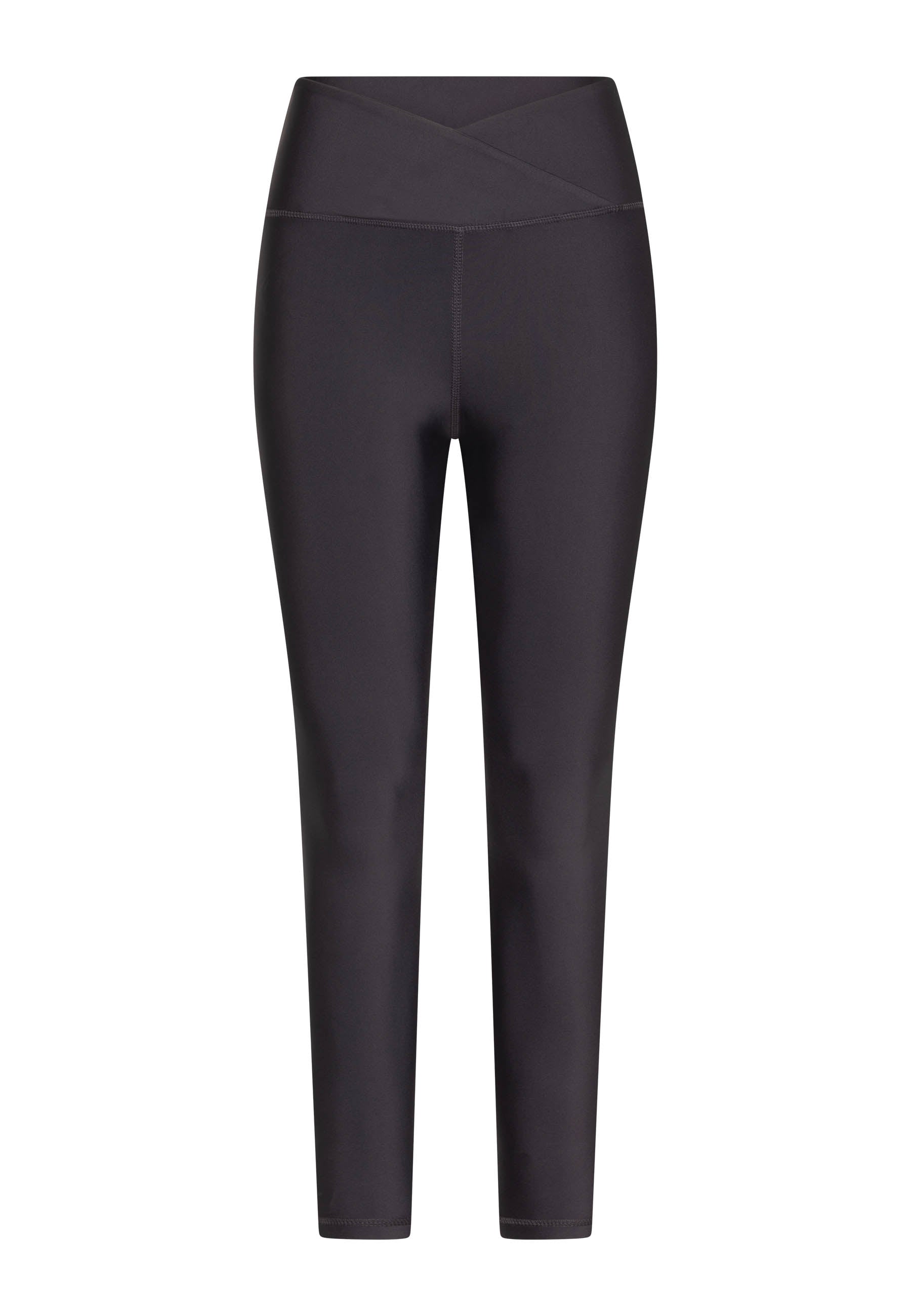 Die Lismina 1045 Ve High Waist Leggings in Anthrazit haben einen überkreuzten Bund auf schlichtem weißem Hintergrund.